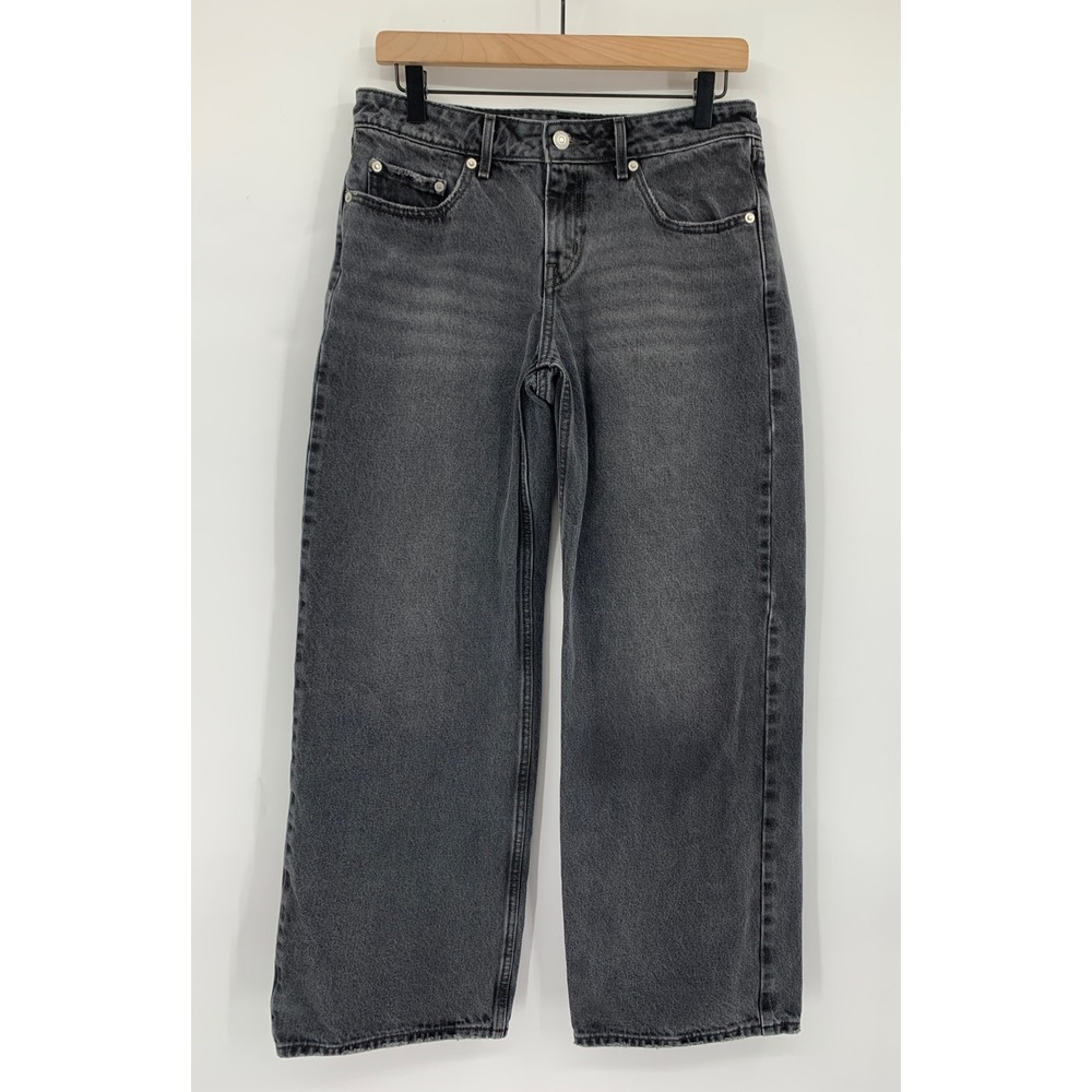 Levis Wide Leg Jeans Womens 28 Black Low Loose Baggy Fade Cotton Denim Pants
